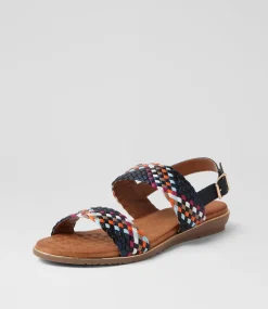 Women I LOVE BILLY Flats|Sandals-Manza Navy Multi Sandals