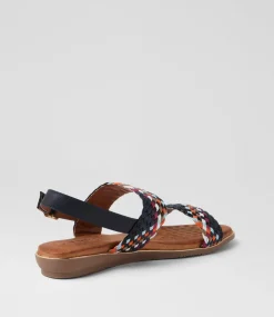 Women I LOVE BILLY Flats|Sandals-Manza Navy Multi Sandals