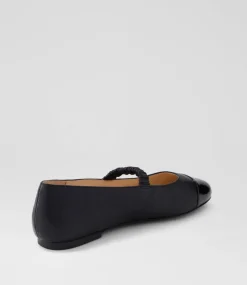 Women DIANA FERRARI Mary Janes|Flats-Marinea Black Patent Leather Flat Shoes