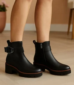 Women SUPERSOFT Boots|Comfort-Marri Black Leather Ankle Boots