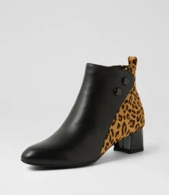 Women SUPERSOFT Boots|Comfort-Marrinas Black Leopard Multi Ankle Boots