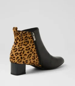 Women SUPERSOFT Boots|Comfort-Marrinas Black Leopard Multi Ankle Boots