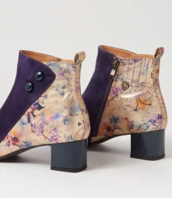 Women SUPERSOFT Boots-Marrinas Dark Purple Old Gold Multi Ankle Boots