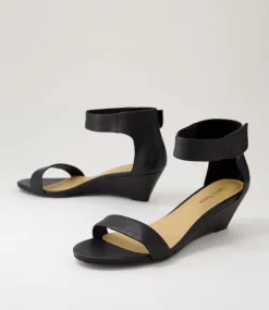 Women DIANA FERRARI Heels|Sandals-Marsya Black Leather Sandals