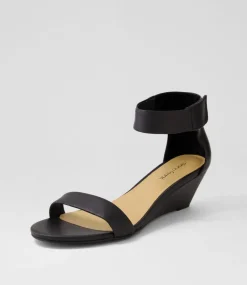 Women DIANA FERRARI Heels|Sandals-Marsya Black Leather Sandals