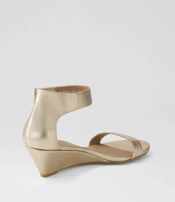 Women DIANA FERRARI Heels|Sandals-Marsya Champagne Leather Sandals