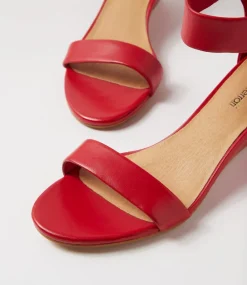 Women DIANA FERRARI Heels|Sandals-Marsya Red Leather Sandals