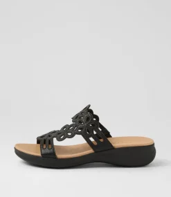 Women SUPERSOFT Comfort|Sandals-Marthi Black Leather Sandals
