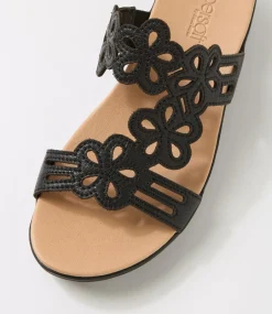 Women SUPERSOFT Comfort|Sandals-Marthi Black Leather Sandals
