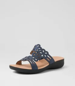 Women SUPERSOFT Comfort|Sandals-Marthi Navy Shimmer Leather Sandals