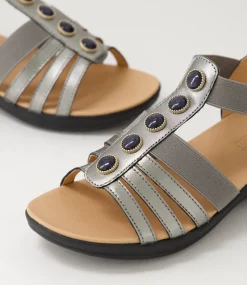 Women SUPERSOFT Comfort|Sandals-Mason Gunmetal Black Leather Sandals