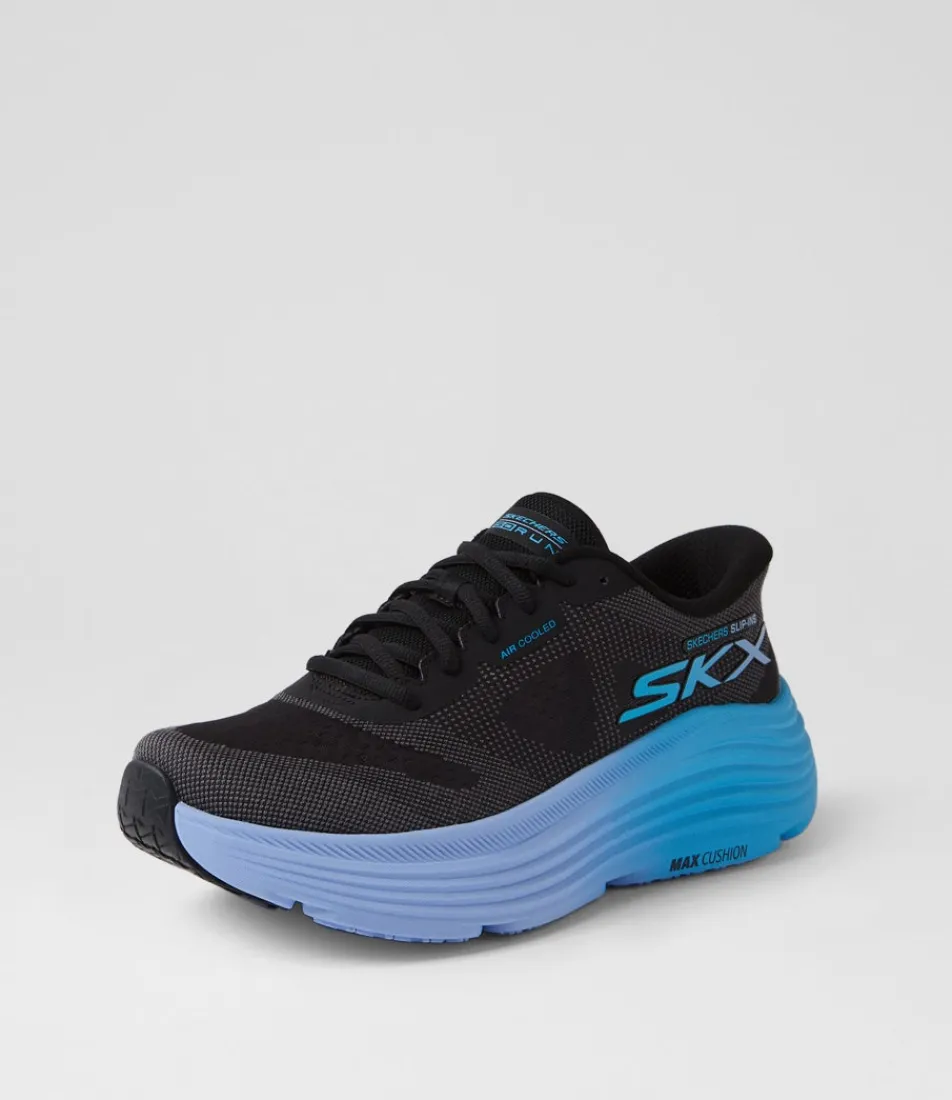 Women SKECHERS Sneakers-Max Cushioning Endeavour Black Blue Fabric Sneakers