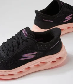 Women SKECHERS Sneakers-Max Cushioning Glide Step Black Purple Fabric Sneakers