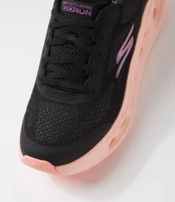 Women SKECHERS Sneakers-Max Cushioning Glide Step Black Purple Fabric Sneakers