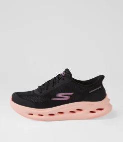Women SKECHERS Sneakers-Max Cushioning Glide Step Black Purple Fabric Sneakers