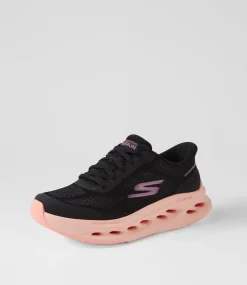 Women SKECHERS Sneakers-Max Cushioning Glide Step Black Purple Fabric Sneakers