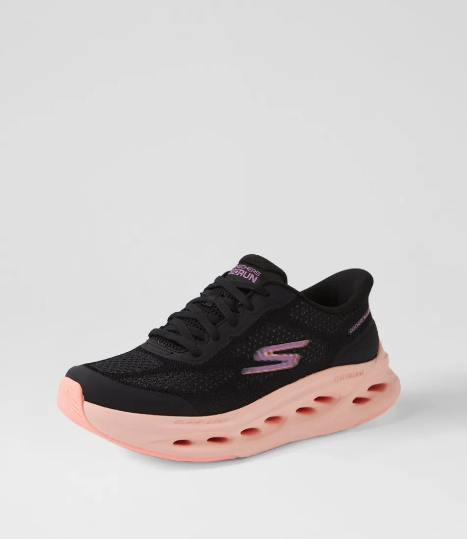 Women SKECHERS Sneakers-Max Cushioning Glide Step Black Purple Fabric Sneakers