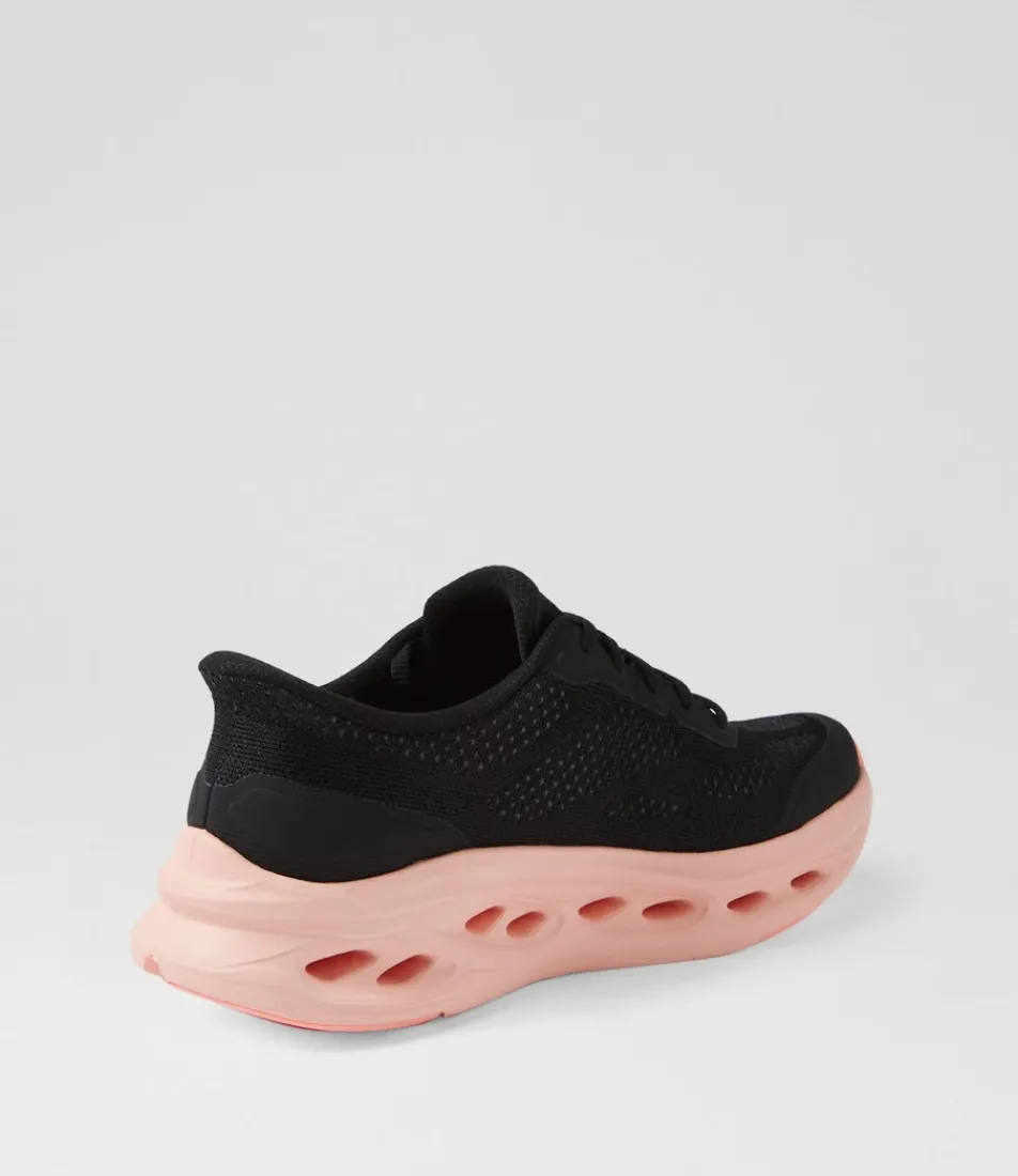 Women SKECHERS Sneakers-Max Cushioning Glide Step Black Purple Fabric Sneakers