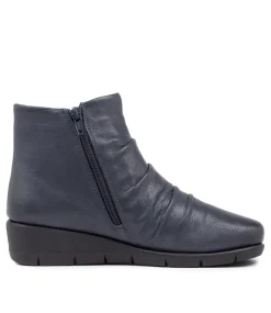 Women SUPERSOFT Boots|Comfort-Maxie Navy Leather Ankle Boots