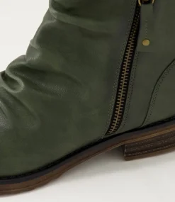 Women I LOVE BILLY Boots-Mayip Olive Ankle Boots