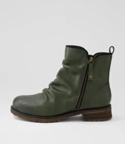 Women I LOVE BILLY Boots-Mayip Olive Ankle Boots