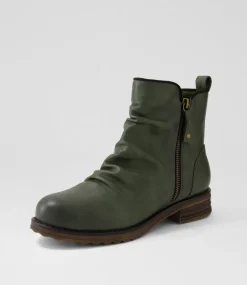 Women I LOVE BILLY Boots-Mayip Olive Ankle Boots