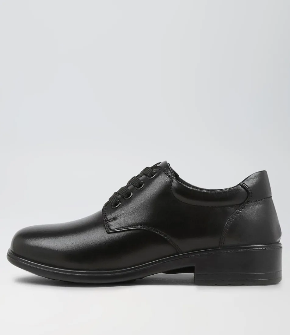 COLORADO Junior School Shoes-Maze Jnr E Lol Cf Black-Leather Lace Up Flats
