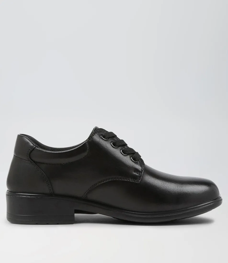 COLORADO Junior School Shoes-Maze Jnr E Lol Cf Black-Leather Lace Up Flats