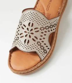 Women COLORADO Comfort|Slides-Melbas Silver Grey Leather Slides