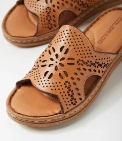 Women COLORADO Comfort|Slides-Melbas Tan Leather Slides