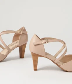 Women SUPERSOFT Comfort|Heels-Melborns2 Nude Leather Heels