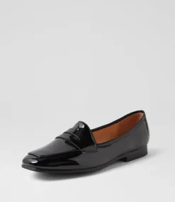 Women TOP END Loafers|Flats-Melinato Black Patent Leather Loafers