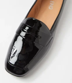 Women TOP END Loafers|Flats-Melinato Black Patent Leather Loafers