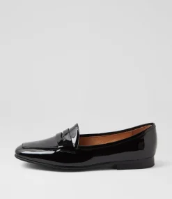 Women TOP END Loafers|Flats-Melinato Black Patent Leather Loafers