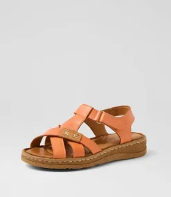 Women COLORADO Comfort|Flats-Melody Orange Leather Sandals