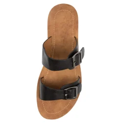 Women I LOVE BILLY Flats|Slides-MELTON BLACK SMOOTH