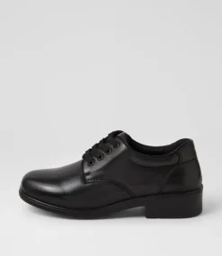COLORADO Junior School Shoes-Memo Junior E Black Leather Heels