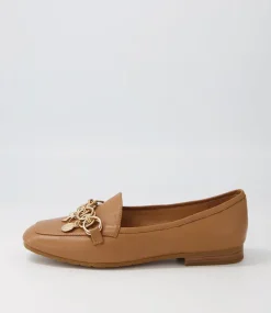 Women TOP END Flats-Mennat Dark Tan Leather Flat Shoes