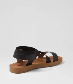 Women I LOVE BILLY Flats|Wedges-Mentie Black Elastic Sandals