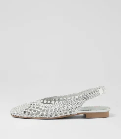 Women I LOVE BILLY Flats-Merson Silver Weave Flat Shoes