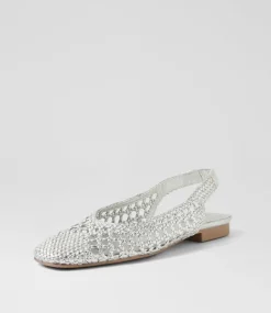Women I LOVE BILLY Flats-Merson Silver Weave Flat Shoes