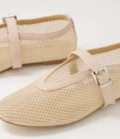 Women I LOVE BILLY Flats-Meshine Nude Patent Pu Mesh Flat Shoes
