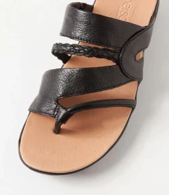 Women SUPERSOFT Comfort|Slides-Mia2 Black Leather Slides