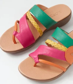 Women SUPERSOFT Comfort|Slides-Mia2 Bright Multi Leather Slides