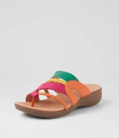 Women SUPERSOFT Comfort|Slides-Mia2 Bright Multi Leather Slides