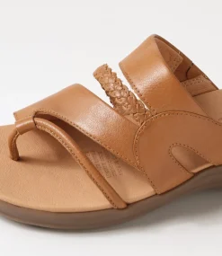 Women SUPERSOFT Comfort|Sandals-Mia2 Dark Tan Gum Leather Slides