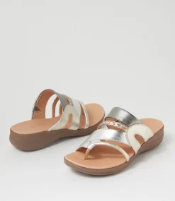 Women SUPERSOFT Comfort|Slides-Mia2 Metallic Multi Leather Slides