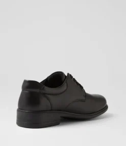 COLORADO Junior School Shoes-Micah Junior E Hello Kitty Black Leather Lace Up Shoes