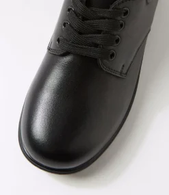 COLORADO Junior School Shoes-Micah Junior E Hello Kitty Black Leather Lace Up Shoes
