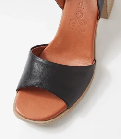 Women DIANA FERRARI Heels|Sandals-Micente Black Leather Sandals